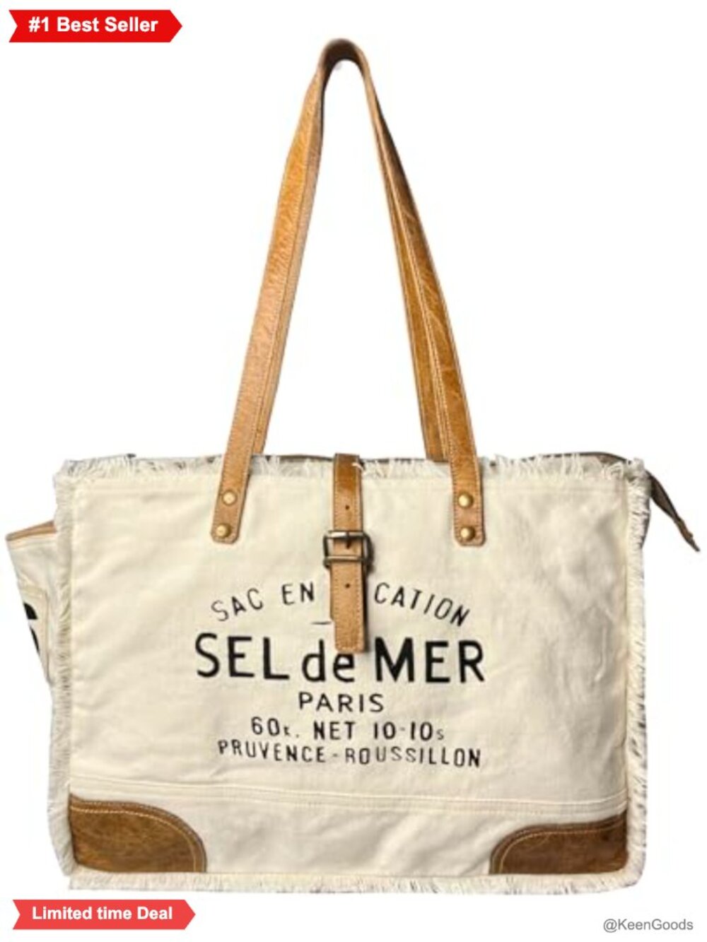 Upcycled Canvas Leather Tote Bag Women Shoulder Handbag